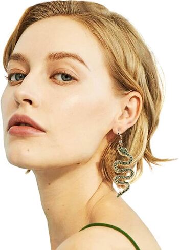 Snake Dangle Earrings for Women Red Sparkly Crystal Animal Dangling Earrings Personalized Rhinestone Snake Ear Jewelry for Women in Saudi Arabia
