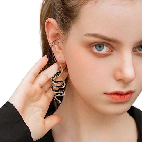 Snake Dangle Earrings for Women Red Sparkly Crystal Animal Dangling Earrings Personalized Rhinestone Snake Ear Jewelry for Women in Saudi Arabia