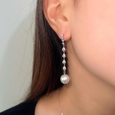 Long Pearl Drop Dangle Earrings for Women,Dainty Boho Pearl Tassel Earrings,Wedding Pearl Chain Earrings jewelry for Women and Girls in Saudi Arabia