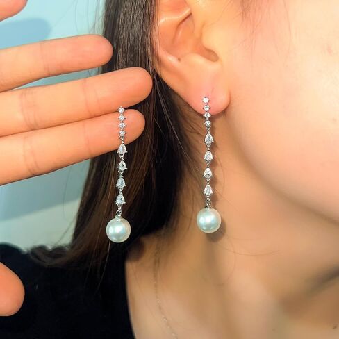 Long Pearl Drop Dangle Earrings for Women,Dainty Boho Pearl Tassel Earrings,Wedding Pearl Chain Earrings jewelry for Women and Girls in Saudi Arabia