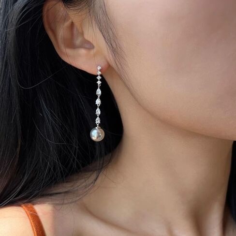 Long Pearl Drop Dangle Earrings for Women,Dainty Boho Pearl Tassel Earrings,Wedding Pearl Chain Earrings jewelry for Women and Girls in Saudi Arabia