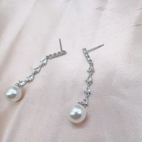 Long Pearl Drop Dangle Earrings for Women,Dainty Boho Pearl Tassel Earrings,Wedding Pearl Chain Earrings jewelry for Women and Girls in Saudi Arabia