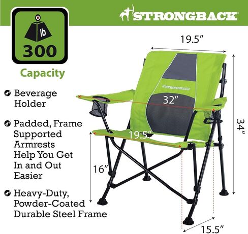 STRONGBACK Camping Chair Guru 3.0 Heavy Duty Camping Chairs with Lumbar Support, Backpack Folding Camp Chair, Navy in Saudi Arabia