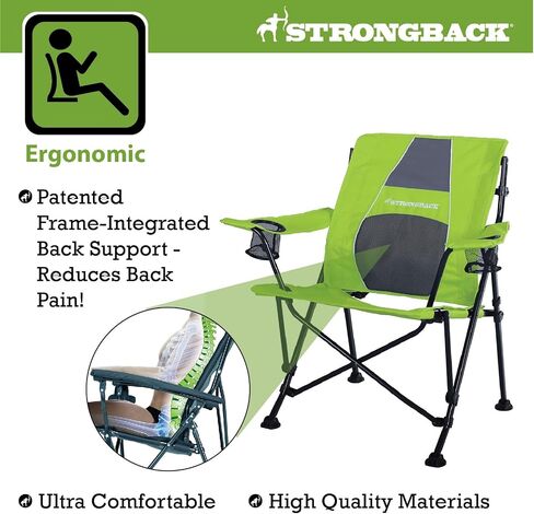 STRONGBACK Camping Chair Guru 3.0 Heavy Duty Camping Chairs with Lumbar Support, Backpack Folding Camp Chair, Navy in Saudi Arabia