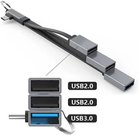 Visixa® USB Adapter - 3-in-1 USB C Adapter to USB - USB C to USB 3.0 and 2 x USB 2.0 - Cable Otg Adapter USB C - USB C to USB Adapter - For iPad MacBook Dell Samsung Galaxy Huawei in Saudi Arabia