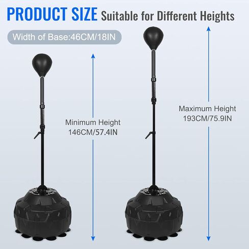 Reflex Speed Bag Thick Base Punching Bag Free Standing Boxing Bag with Adjustable Height & Reinforced Spring Strong Durable Relief Stress Ball for Boxer Fitness Person in Saudi Arabia