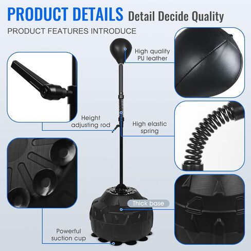 Reflex Speed Bag Thick Base Punching Bag Free Standing Boxing Bag with Adjustable Height & Reinforced Spring Strong Durable Relief Stress Ball for Boxer Fitness Person in Saudi Arabia