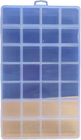 28 Grids Clear Plastic Organizer Box with Lids Transparent Bead Storage Organizer Box Portable Craft Organizers Storage Container for Jewelry, Beads, Art DIY, Crafts (8.9 x 5.2 x 1inch) in Saudi Arabia