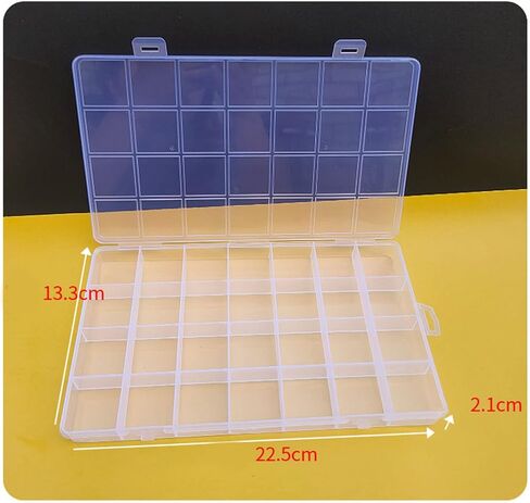 28 Grids Clear Plastic Organizer Box with Lids Transparent Bead Storage Organizer Box Portable Craft Organizers Storage Container for Jewelry, Beads, Art DIY, Crafts (8.9 x 5.2 x 1inch) in Saudi Arabia