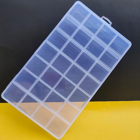 28 Grids Clear Plastic Organizer Box with Lids Transparent Bead Storage Organizer Box Portable Craft Organizers Storage Container for Jewelry, Beads, Art DIY, Crafts (8.9 x 5.2 x 1inch) in Saudi Arabia