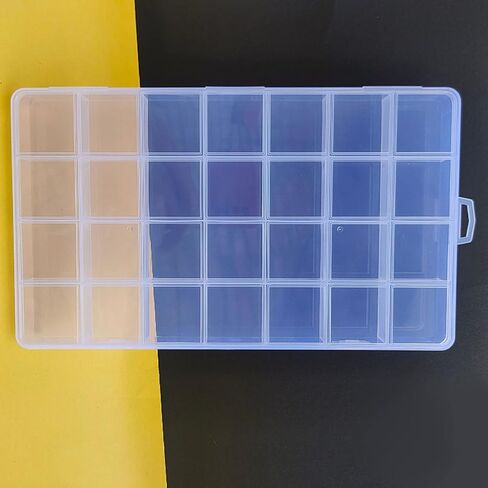 28 Grids Clear Plastic Organizer Box with Lids Transparent Bead Storage Organizer Box Portable Craft Organizers Storage Container for Jewelry, Beads, Art DIY, Crafts (8.9 x 5.2 x 1inch) in Saudi Arabia
