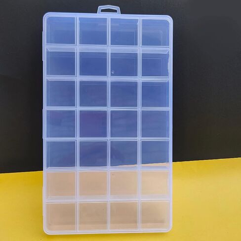 28 Grids Clear Plastic Organizer Box with Lids Transparent Bead Storage Organizer Box Portable Craft Organizers Storage Container for Jewelry, Beads, Art DIY, Crafts (8.9 x 5.2 x 1inch) in Saudi Arabia