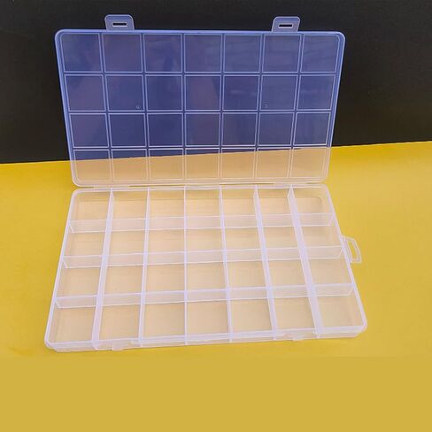 28 Grids Clear Plastic Organizer Box with Lids Transparent Bead Storage Organizer Box Portable Craft Organizers Storage Container for Jewelry, Beads, Art DIY, Crafts (8.9 x 5.2 x 1inch) in Saudi Arabia