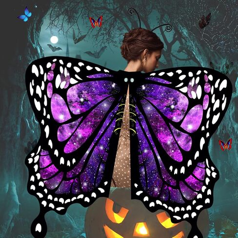 DawnHope Butterfly Wings for Women, Halloween Costume Adults Fairy Wings Ladies Cape with Mask and Antenna Headband in Saudi Arabia