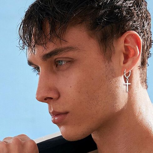 Cross Earrings MUSECLOUD 925 Sterling Silver Cross Hoop Earrings for Women Men Minimalist Christian Earrings Religious Jewelry Birthday Christmas Gift Small Dangle Cross Huggie Hoop Earrings in Kuwait