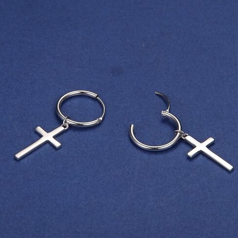 Cross Earrings MUSECLOUD 925 Sterling Silver Cross Hoop Earrings for Women Men Minimalist Christian Earrings Religious Jewelry Birthday Christmas Gift Small Dangle Cross Huggie Hoop Earrings in Kuwait