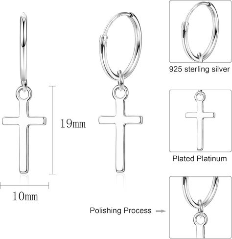 Cross Earrings MUSECLOUD 925 Sterling Silver Cross Hoop Earrings for Women Men Minimalist Christian Earrings Religious Jewelry Birthday Christmas Gift Small Dangle Cross Huggie Hoop Earrings in Kuwait