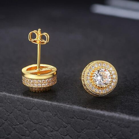 Cubic Zirconia Earrings Studs, Fashion Jewelry Round Halo Stud Earrings Hypoallergenic for Women & Men in Saudi Arabia