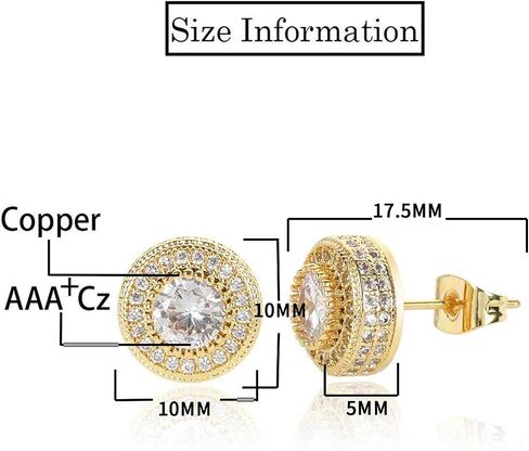 Cubic Zirconia Earrings Studs, Fashion Jewelry Round Halo Stud Earrings Hypoallergenic for Women & Men in Saudi Arabia
