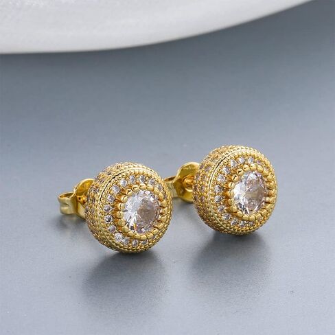 Cubic Zirconia Earrings Studs, Fashion Jewelry Round Halo Stud Earrings Hypoallergenic for Women & Men in Saudi Arabia