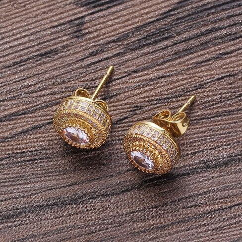 Cubic Zirconia Earrings Studs, Fashion Jewelry Round Halo Stud Earrings Hypoallergenic for Women & Men in Saudi Arabia