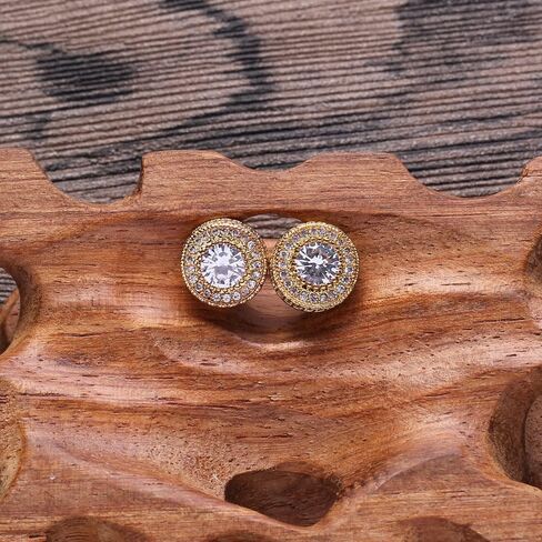Cubic Zirconia Earrings Studs, Fashion Jewelry Round Halo Stud Earrings Hypoallergenic for Women & Men in Saudi Arabia