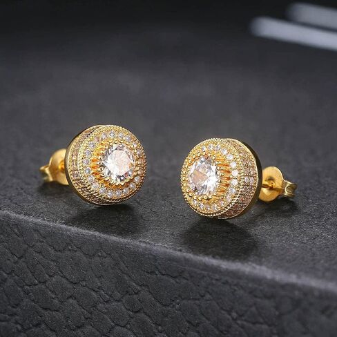 Cubic Zirconia Earrings Studs, Fashion Jewelry Round Halo Stud Earrings Hypoallergenic for Women & Men in Saudi Arabia