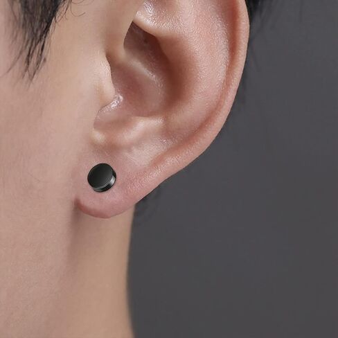 D.Bella أقراط للنساء الرجال الفولاذ المقاوم للصدأ الأسود القرط مسمار هيبوالرجينيك الماس هوب أقراط ثقب المجوهرات in Kuwait