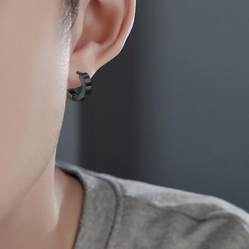 D.Bella أقراط للنساء الرجال الفولاذ المقاوم للصدأ الأسود القرط مسمار هيبوالرجينيك الماس هوب أقراط ثقب المجوهرات in Kuwait