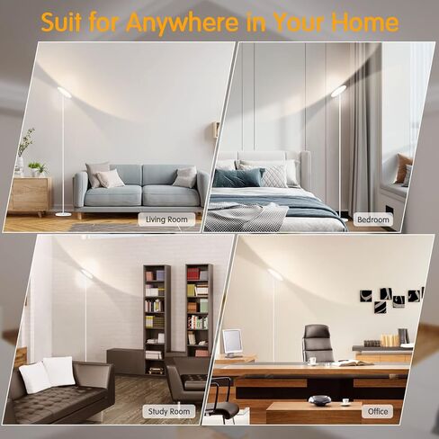 مصباح أرضي أبيض، مصابيح أرضية RGB تعمل مع Alexa Google Home، مصابيح Torchiere الدائمة الطويلة الحديثة WiFi، مصباح أرضي LED ساطع وخافت للسماء، مصباح عمود متغير اللون لغرفة المعيشة وغرفة النوم والمكتب in Kuwait