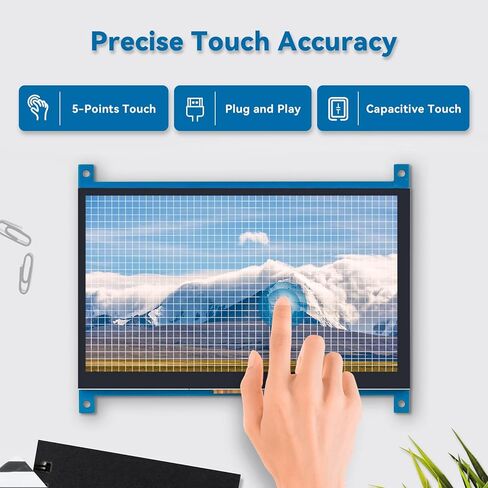 SunFounder 7 Inch Touchscreen for Raspberry Pi 4 Display HDMI 1024×600 USB IPS LCD Screen Display Monitor for Raspberry Pi 5,400 4 3 Model B, 2 Model B, and 1 Model B+, Windows Capacitive Touch Screen in Saudi Arabia