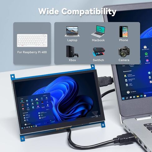 SunFounder 7 Inch Touchscreen for Raspberry Pi 4 Display HDMI 1024×600 USB IPS LCD Screen Display Monitor for Raspberry Pi 5,400 4 3 Model B, 2 Model B, and 1 Model B+, Windows Capacitive Touch Screen in Saudi Arabia