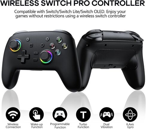 AROEVEIB Switch Controllers, Switch Pro Controller Support Dual Vibration/Motion Control/6-Axis Gyro, Compatible with Nintendo Switch/Switch Lite/OLED in Saudi Arabia