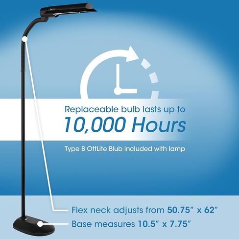 OttLite Standing Floor Lamp with Flexible Neck – 18w Energy Efficient Light Bulb for Bright Natural Daylight – Modern Style for Living Room, Sewing, Reading and Office in Saudi Arabia