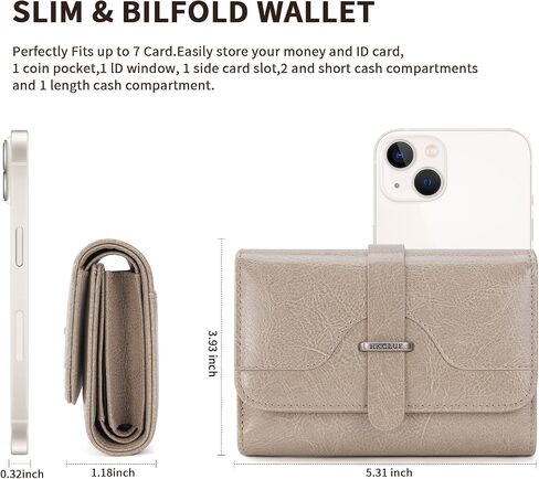 HKCLUF Small Wallets for Women RFID Blocking Wallets Bifold Leather Wallets Ladies Card Holder Zip Coin Purse With ID Window(darkblue) in Saudi Arabia