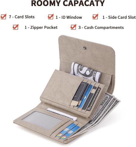 HKCLUF Small Wallets for Women RFID Blocking Wallets Bifold Leather Wallets Ladies Card Holder Zip Coin Purse With ID Window(darkblue) in Saudi Arabia