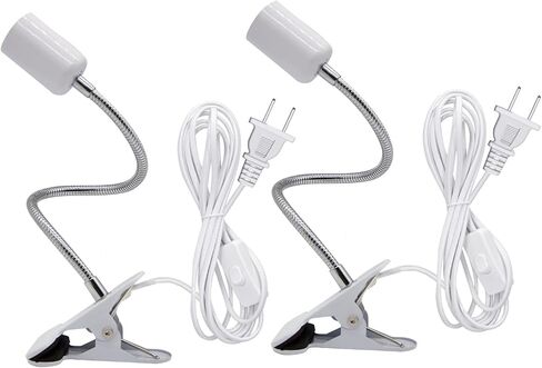 Clip Desk Lamp Socket,2 Pack Flexible Desk Light Socket,Gooseneck Clip on Light,Flexible Lamp with Clamp,Adjustable Light Stand Clamp Lamp,Night Light,Reading Book Light in Saudi Arabia