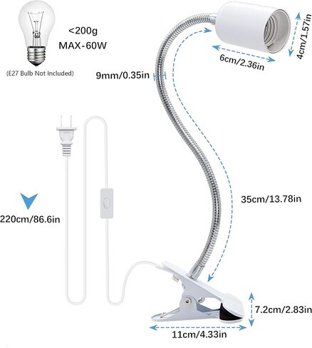 Clip Desk Lamp Socket,2 Pack Flexible Desk Light Socket,Gooseneck Clip on Light,Flexible Lamp with Clamp,Adjustable Light Stand Clamp Lamp,Night Light,Reading Book Light in Saudi Arabia