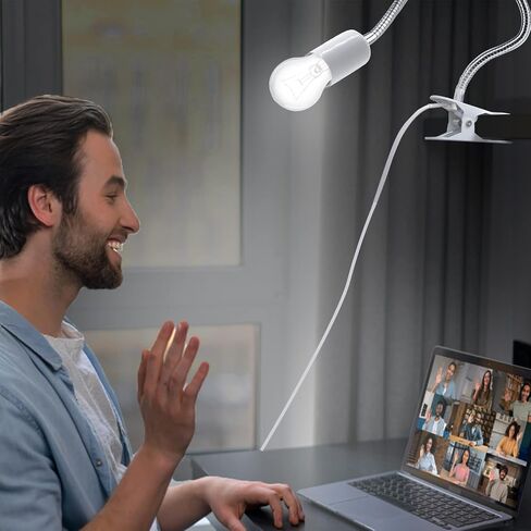 Clip Desk Lamp Socket,2 Pack Flexible Desk Light Socket,Gooseneck Clip on Light,Flexible Lamp with Clamp,Adjustable Light Stand Clamp Lamp,Night Light,Reading Book Light in Saudi Arabia