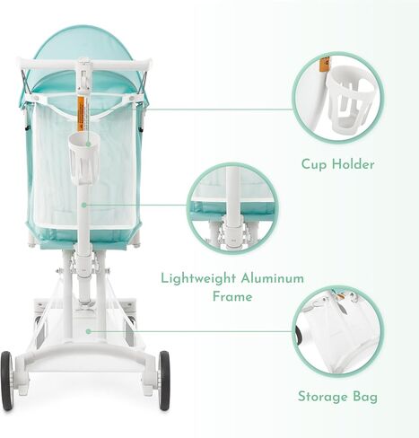 عربة أطفال بمظلة خفيفة للغاية من Evolur Roamer باللون الأبيض والأزرق، عربة سفر سريعة وسهلة الطي بيد واحدة، حزام أمان بخمس نقاط، مظلة قابلة للتعديل والإزالة، عربة أطفال بإطار من الألومنيوم خفيف الوزن in Kuwait