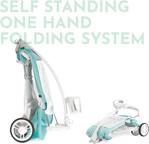 عربة أطفال بمظلة خفيفة للغاية من Evolur Roamer باللون الأبيض والأزرق، عربة سفر سريعة وسهلة الطي بيد واحدة، حزام أمان بخمس نقاط، مظلة قابلة للتعديل والإزالة، عربة أطفال بإطار من الألومنيوم خفيف الوزن in Kuwait