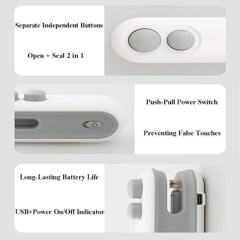 Mini Bag Sealer, Heat Sealer Machine for Food Storage, 2 in 1 Rechargeable Handheld Bag Heat Vacuum Sealer, Portable Resealer Machine with Pouch, Plastic sealer for Chip Cookies Snacks Fresh (White) in Saudi Arabia