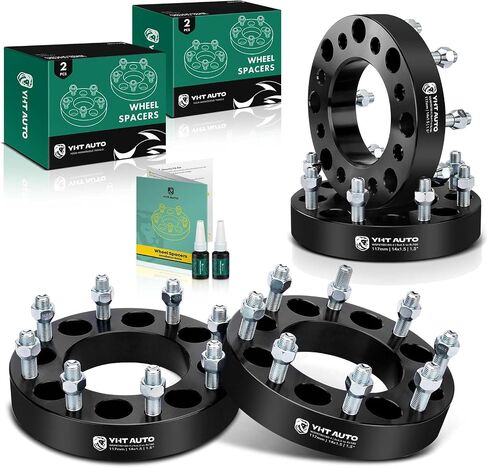 YHTAUTO 8x6.5 to 8x180 Wheel Adapters 1.5 inch Fits Chevy, GMC, Silverado Sierra 2500 3500 HD 1999-2010, C/K, Suburban, Savana, Express, 8 Lug Tire Spacers w/ M14x1.5 & 12.9 Studs, 117 mm Bore 2PCS in Saudi Arabia