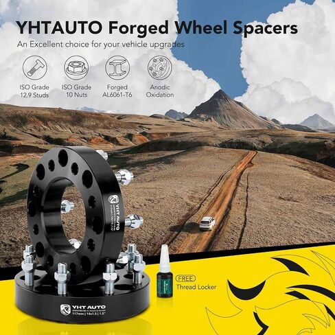 YHTAUTO 8x6.5 to 8x180 Wheel Adapters 1.5 inch Fits Chevy, GMC, Silverado Sierra 2500 3500 HD 1999-2010, C/K, Suburban, Savana, Express, 8 Lug Tire Spacers w/ M14x1.5 & 12.9 Studs, 117 mm Bore 2PCS in Saudi Arabia