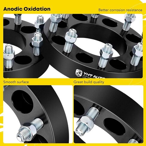 YHTAUTO 8x6.5 to 8x180 Wheel Adapters 1.5 inch Fits Chevy, GMC, Silverado Sierra 2500 3500 HD 1999-2010, C/K, Suburban, Savana, Express, 8 Lug Tire Spacers w/ M14x1.5 & 12.9 Studs, 117 mm Bore 2PCS in Saudi Arabia