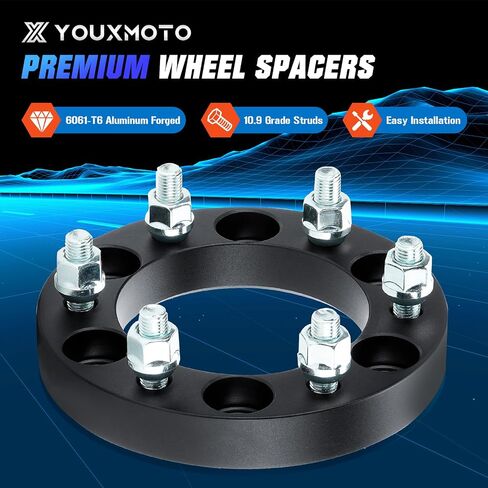 Youxmoto 6x5.5 1'' Wheel Adapters Spacers Fit for Chevrolet Colorado 2004-2014, Fit for Dodge Ram 50 D50, Fit for Ford Ranger 2013-2022, Fit for GMC Canyon 2004-2012 with M12x1.5 Studs in Saudi Arabia
