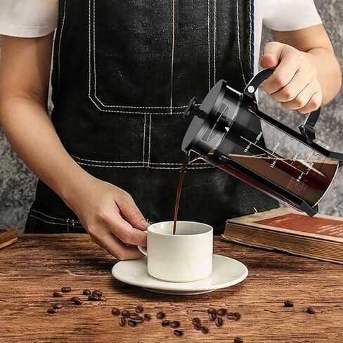 ماكينة صنع القهوة الفرنسية بالضغط سعة 350 مل، وعاء قهوة كافيتيير زجاجي مقاوم للحرارة عالي البورسليكات مع 3 مرشحات للمكتب المنزلي والأنشطة الخارجية. in Kuwait