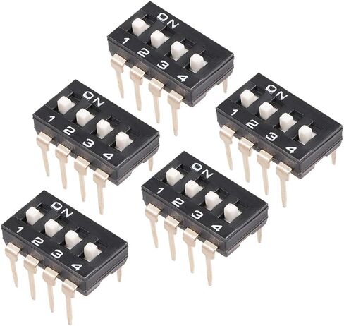 5 قطع من Uxcell مفتاح DIP أسود 1 2 3 4 مواضع 2.54 ملم للوحة توصيل الدوائر PCB in Saudi Arabia