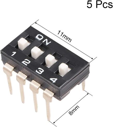 5 قطع من Uxcell مفتاح DIP أسود 1 2 3 4 مواضع 2.54 ملم للوحة توصيل الدوائر PCB in Saudi Arabia