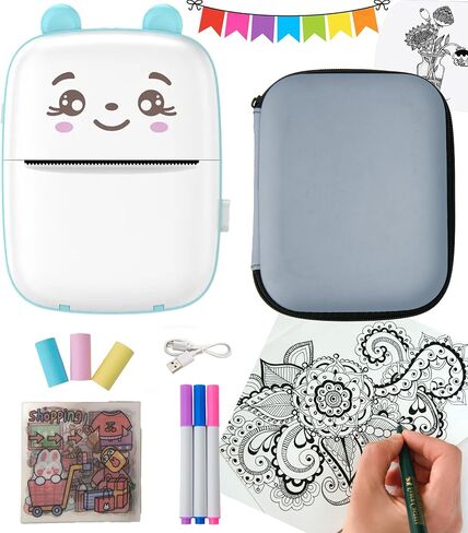 Inkless Sticker Printer-Thermal Printer with Case -Mini Printer Portable Kit-Print Pictures from Your Phone-Label Maker-Small Printer-Wireless Printer No Ink Needed-Pocket Printer in Saudi Arabia